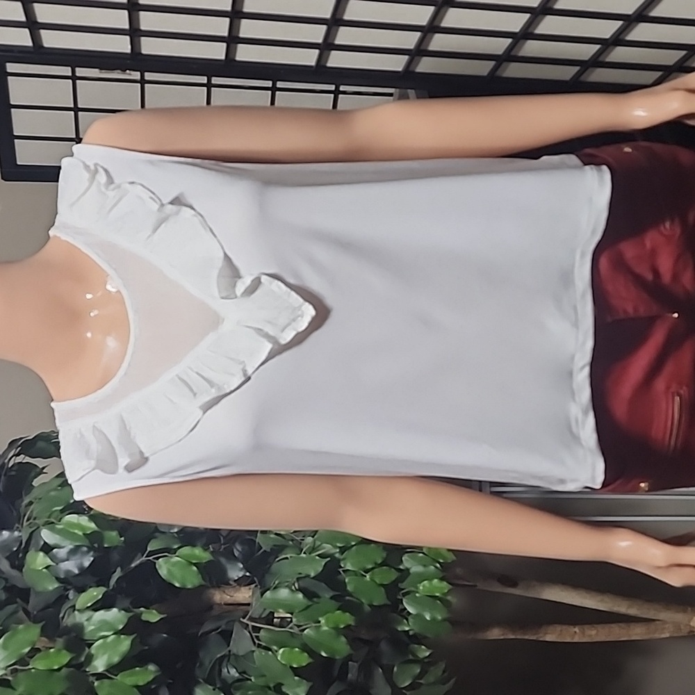 Kaari Blue White Ruffle Tank